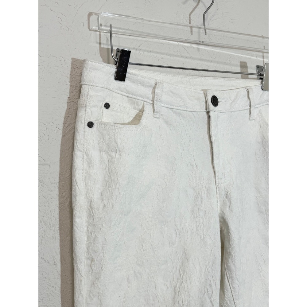 Simply Vera Vera Wang Denim Pants Women 10 White Textured Crinkle Slim Leg - Picture 3 of 7